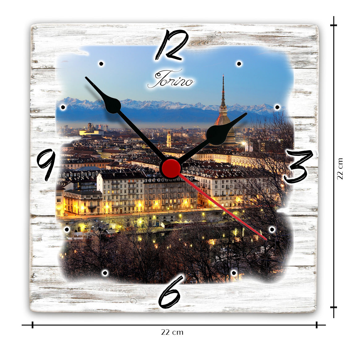 OROLOGIO LEGNO SOUVENIR SHABBY DA MURO QUADRATO